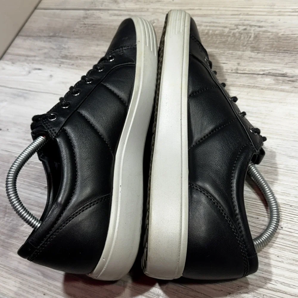 ECCO Men's Soft 7 Low Top Leather Sneakers Black Size US 8 EU 42 Casual Shoes